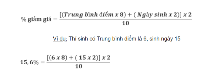 Đáp án ví dụ 15,6 chính là % giảm giá mà các bạn học sinh, sinh viên nhận được.