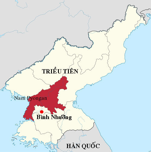 Vị trí tỉnh Nam Pyongan của Triều Tiên. Đồ họa: Wikipedia.