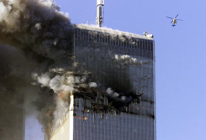 Chiếc máy bay mang số hiệu 11 của hãng hàng không American Airlines đã đâm vào tầng 93 đến 99 của toà tháp này. Ảnh: Reuters.