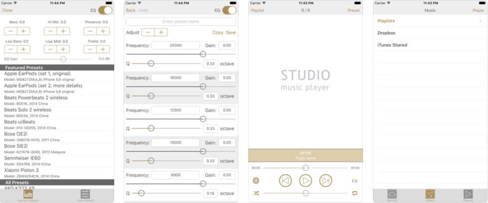   Studio Music Player là cách đơn giản để bạn có thể chơi nhạc trên các thiết bị iOS và điều chỉnh EQ thay đổi âm thanh sao cho vừa ý nhất.   