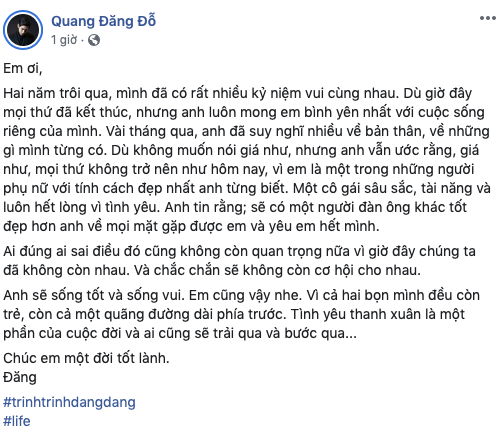 Quang Đăng chia tay Thái Trinh: 