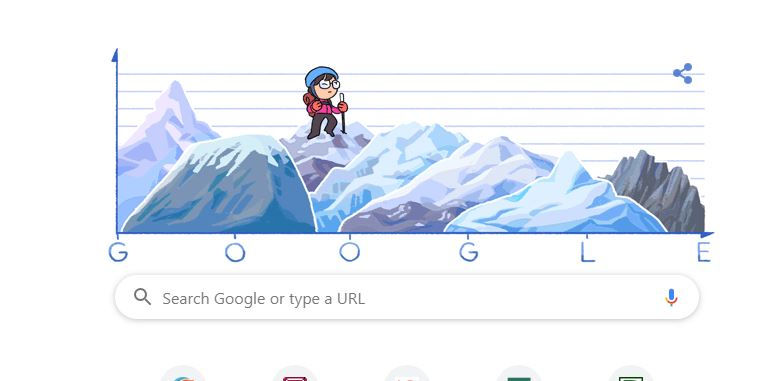   Hình ảnh nhà leo núi Junko Tabei được Google Doodle vinh danh.  