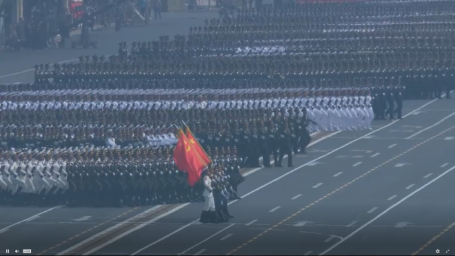  Màn duyệt binh hoành tránh của quân đội Trung Quốc. Ảnh: SCMP.  