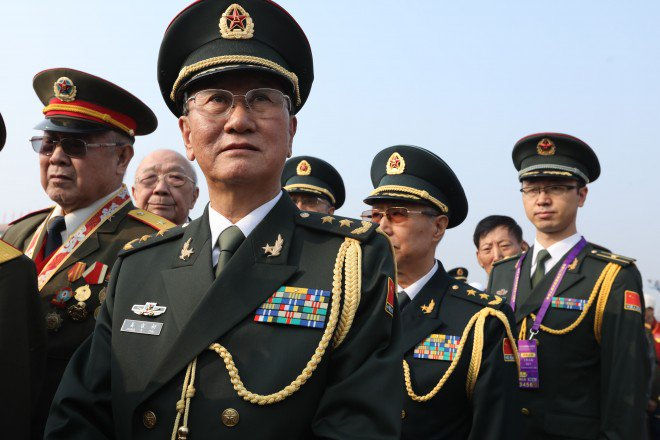 Các quan chức nhà nước Trung Quốc tham gia buổi lễ quốc khánh. Ảnh: SCMP.