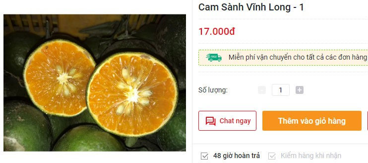 Trong khi đó, cam sành Vĩnh Long chỉ bán với mức giá 17.000 đồng/kg.