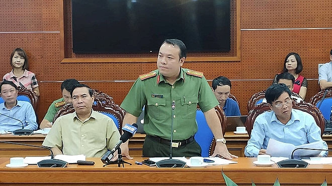   Thiếu tá Nguyễn Hữu Đức, Phó giám đốc Công an tỉnh Hòa Bình. Ảnh Trần Cường  