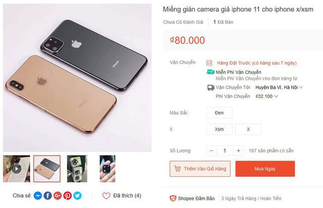  Các trang điện tử giao hàng như tiki, shopee,… cũng bày bán phụ kiện miếng dán giúp hô biến điện thoại cũ thành iPhone 11 chỉ trong 3 giây.