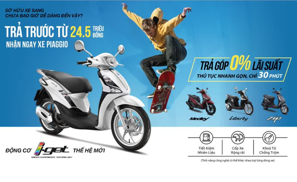 Giá xe máy Piaggio tháng 11/2019: Nhiều ưu đãi trả trước chỉ từ 24.5 triệu đồng