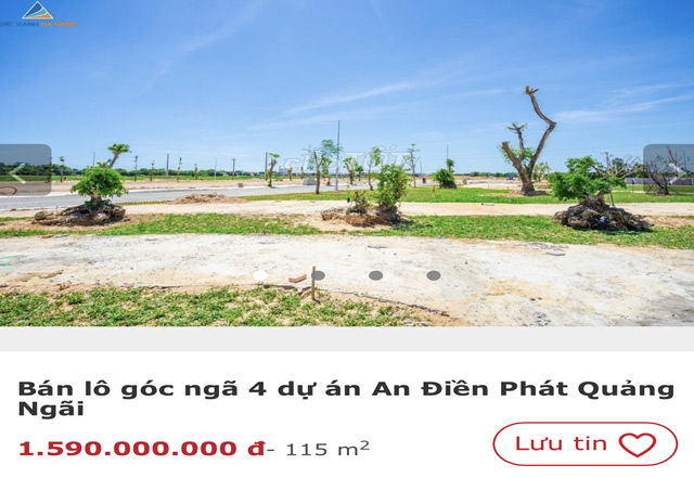 Dù nằm ở huyện, nhưng giá đất ở tại DA An Điền Phát, thị trấn Sông Vệ được rao bán với giá 1,5 tỷ đồng (ảnh Internet).