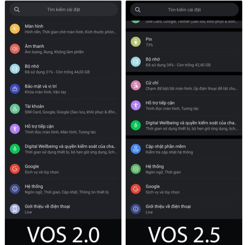Vsmart cập nhật VOS 2.5 cho Vsmart Live với những tính năng mới