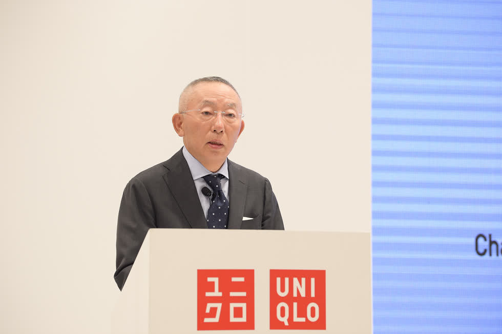 Ông Yanai Tadashi, Chủ tịch Hội đồng quản trị kiêm Giám đốc điều hành tập đoàn Fast Retailing phát biểu.