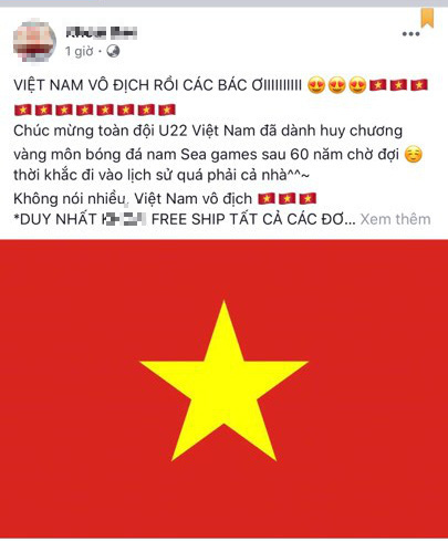 Một số cửa hàng thông báo sẽ free ship cho toàn bộ các đơn hàng trong ngày 11/12 để ăn mừng đội tuyển Việt Nam vô địch. Ảnh: báo Tổ Quốc.