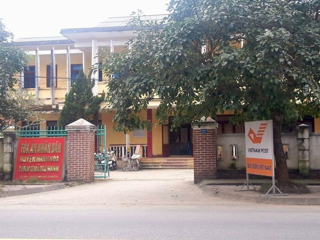 Tòa án nhân dân huyện Minh Hóa, nơi xảy ra vụ việc. Ảnh: Ng.N