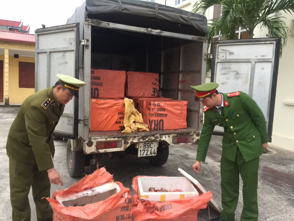 Lực lượng Quản lý thị trường Bắc Giang bắt giữ, tiêu hủy 1,1 tấn sản phẩm động vật nhập lậu