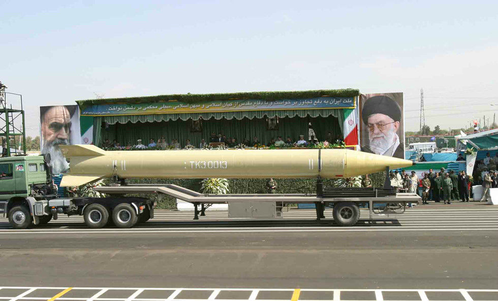 Tên lửa đạn đạo Shahab 3 của Iran, có tầm bắn 2.000 km.