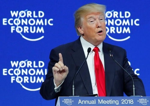 Tổng thống Mỹ - Donald Trump phát biểu tại Davos 2018. Ảnh: Reuters.