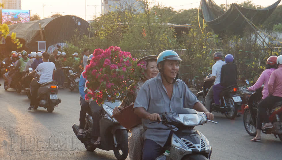 Nhộn nhịp chợ hoa “trên bến dưới thuyền” chiều 28 Tết