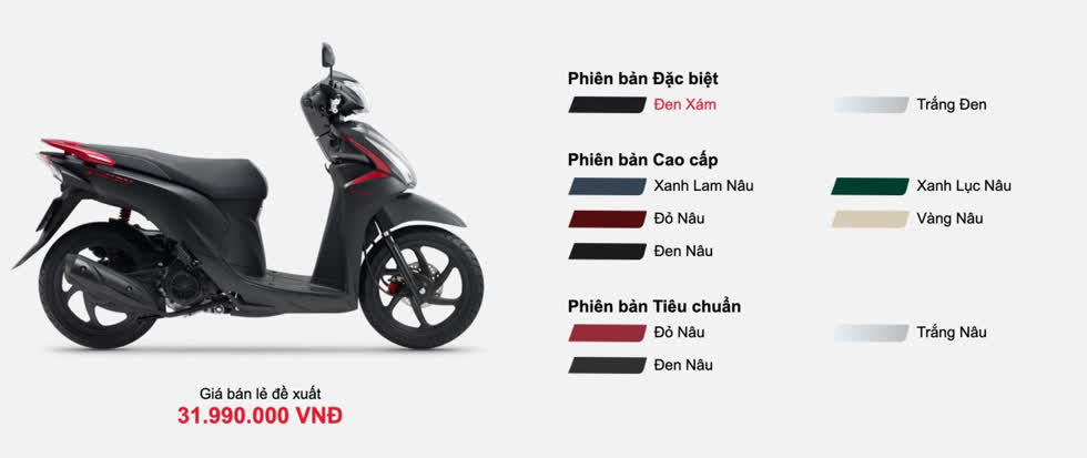 Giá xe máy Honda Vision tháng 2/2020: Giữ nguyên với nhiều phiên bản màu mới