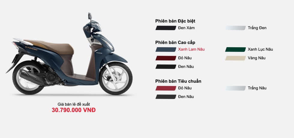 Giá xe máy Honda Vision tháng 2/2020: Giữ nguyên với nhiều phiên bản màu mới