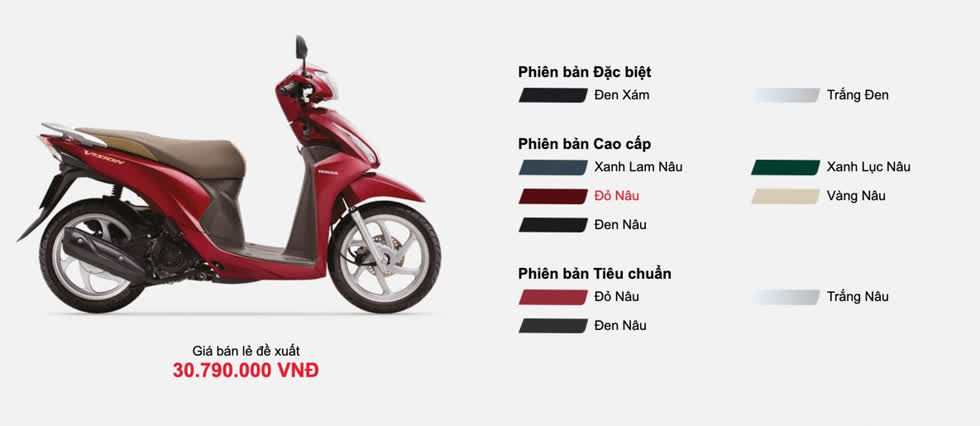 Giá xe máy Honda Vision tháng 2/2020: Giữ nguyên với nhiều phiên bản màu mới