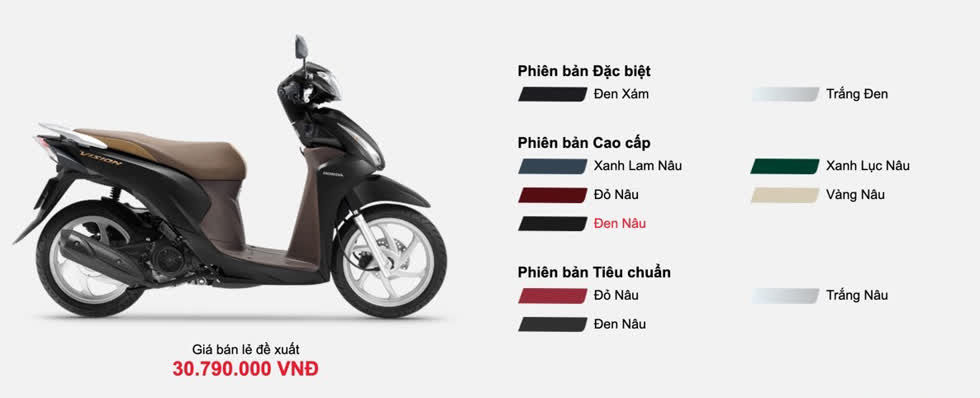 Giá xe máy Honda Vision tháng 2/2020: Giữ nguyên với nhiều phiên bản màu mới