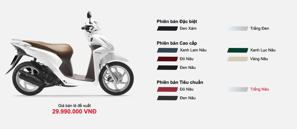 Giá xe máy Honda Vision tháng 2/2020: Giữ nguyên với nhiều phiên bản màu mới