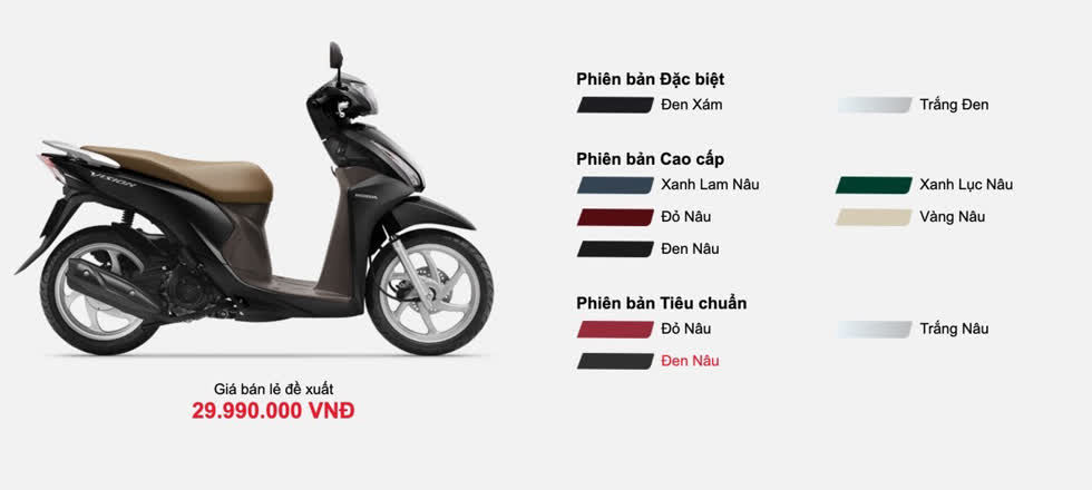 Giá xe máy Honda Vision tháng 2/2020: Giữ nguyên với nhiều phiên bản màu mới