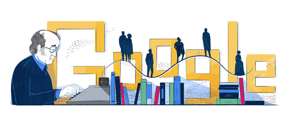 Jaan Kross với cuộc đời văn học của mình trên biểu trưng của Google trong dịp kỷ niệm 100 năm ngày sinh. Ảnh: Google