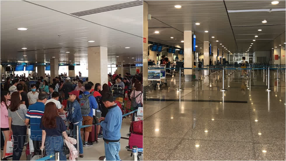Cảng hàng không quốc tế Tân Sơn Nhất cũng rơi vào tình trạng vắng vẻ do dịch COVID-19 diễn biến phức tạp trên cả nức những ngày gần đây.