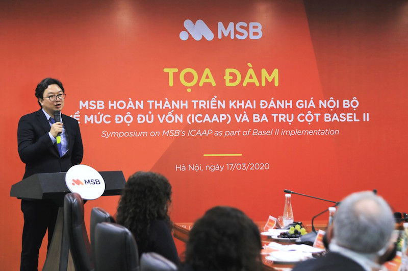   Ông Nguyễn Hoàng Linh – CEO MSB chia sẻ tại Tọa đàm công bố MSB hoàn thành 3 trụ cột của Basel II.  