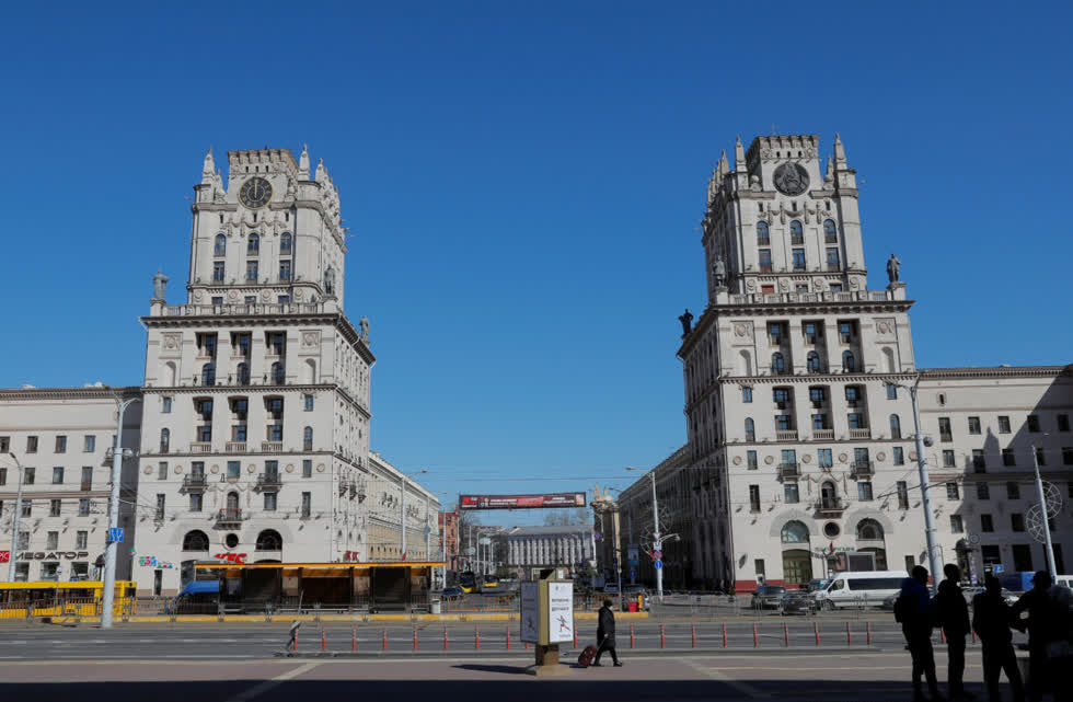 Một góc quảng trường ở Minsk, Belarus.