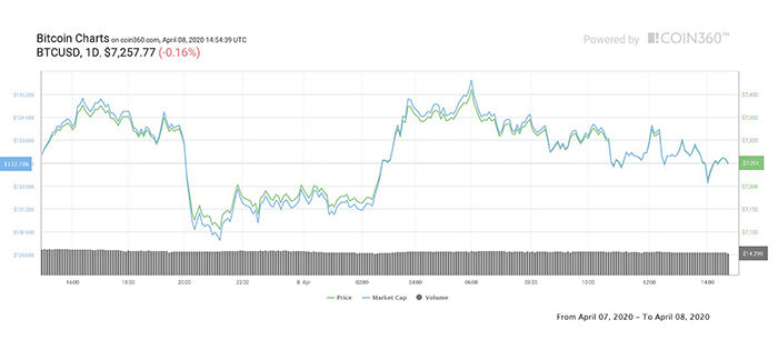 Biểu đồ 1 ngày của Bitcoin. Theo: Coin360.