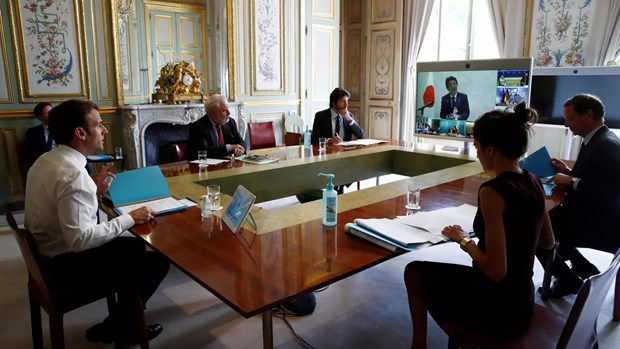 Cuộc họp trực tuyến của nhóm G7. Ảnh: AFP.