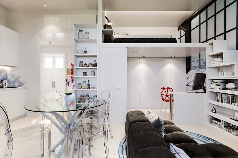 Căn hộ Studio nhỏ cho sinh viên thuê tại Milan có thiết kế hiện đại.