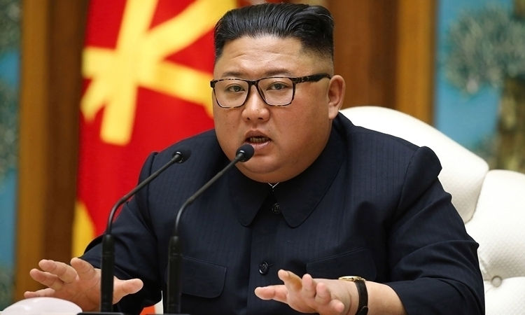   Kim Jong-un tại cuộc họp đảng ở Bình Nhưỡng ngày 11/4. Ảnh: KCNA.  