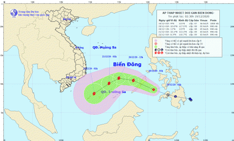 Áp thấp nhiệt đới giật cấp 9 xuất hiện trên Biển Đông