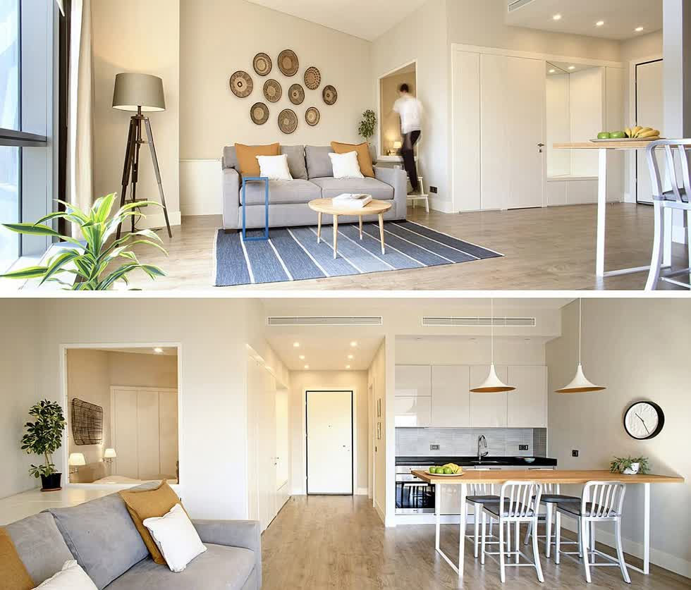 Mang đến cho căn hộ nhỏ một phong cách hiện đại với nhà bếp thông minh và khu vực sinh hoạt mở.