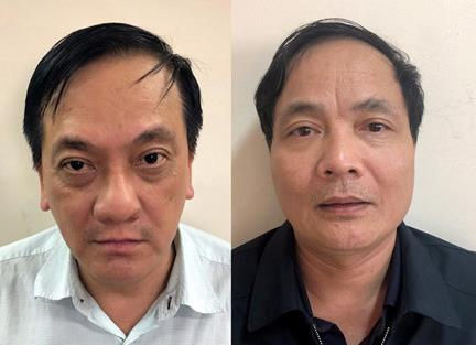 Hai bị can Trần Lục Lang và Kiều Đình Hòa vừa bị truy tố. Ảnh: Bộ Công an.