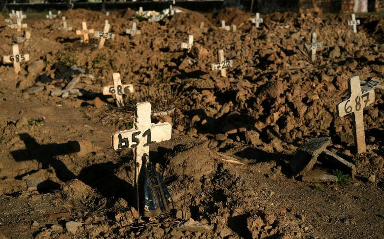   Tại một nghĩa trang Sao Francisco Xavier ở Rio de Janeiro, Brazil, ngày 29/5/2020. Ảnh: REUTERS  