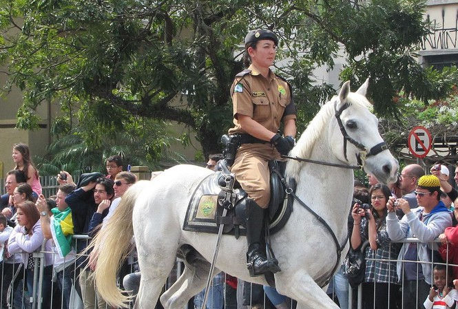 Một nữ cảnh sát kị binh ở Brazil năm 2015. Ảnh: Guilmann