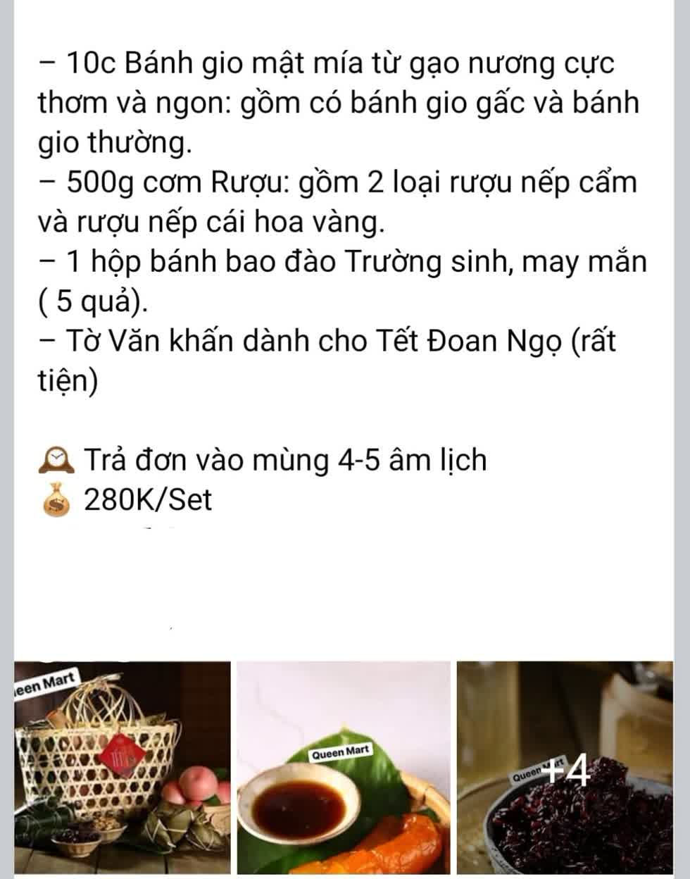 Các tài khoản cá nhân rao bán đồ cúng cho dịp Tết Đoan Ngọ khá sôi động trên facebook. 