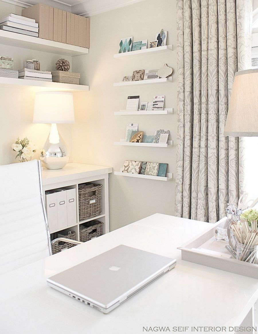   Văn phòng tại nhà hiện đại toàn màu trắng của Nagwa Seif thiết kế nội thất.