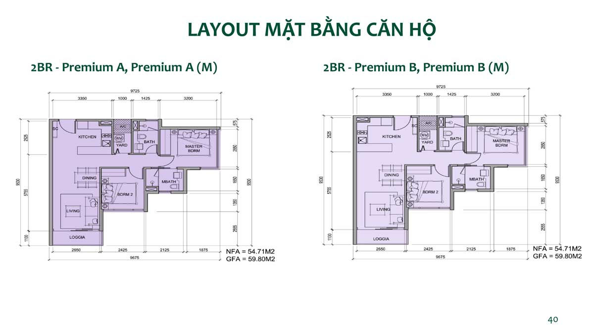 Mặt bằng chi tiết căn hộ premium A,B dự án Metro Star Quận 9
