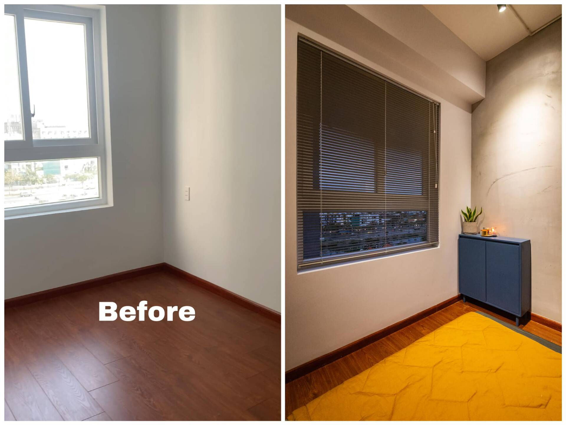  Không gian căn hộ trước và sau khi hoàn thiện có nhiều thay đổi.