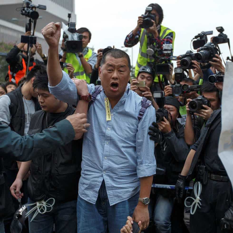 Jimmy Lai luôn là nhân vật chủ chốt cho các cuộc biểu tình ở Hong Kong. Ảnh: WJS