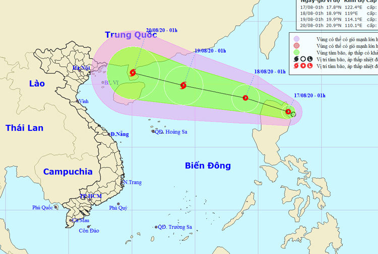 Áp thấp nhiệt đới đang tiến vào Biển Đông.