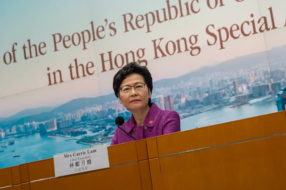 Mỹ cho rằng bà Carie Lam đối tượng “ảnh hưởng đến tương lai của Hong Kong”. Ảnh: Politico
