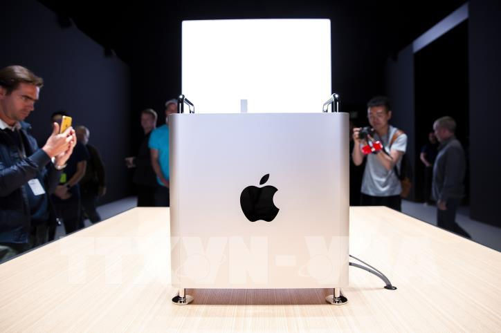   Dòng máy tính Mac Pro mới của Apple tại buổi ra mắt ở San Jose, California, Mỹ ngày 3/6/2019. Ảnh: AFP/TTXVN  