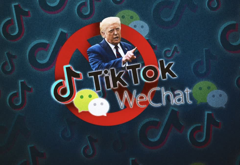 Từ đầu năm 2020, chính quyền Tổng thống Trump liên tục nhắc tới khả năng cấm các công ty công nghệ Trung Quốc như TikTok, WeChat. Ảnh: Bloomberg.
