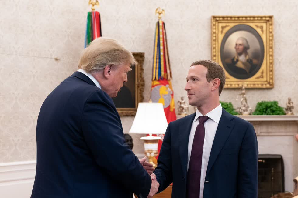 Ông Trump từng ăn bữa tối với Mark Zuckerberg vào tháng 9/2019. Ảnh: Donald Trump.